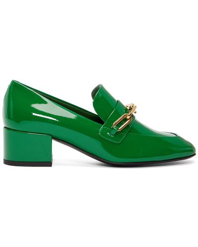 Burberry Green Patent Chillcot Heeled Loafers