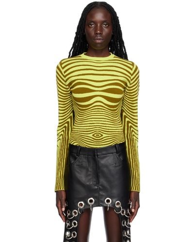 Jean Paul Gaultier Yellow & Khaki Body Morphing Sweater - Orange