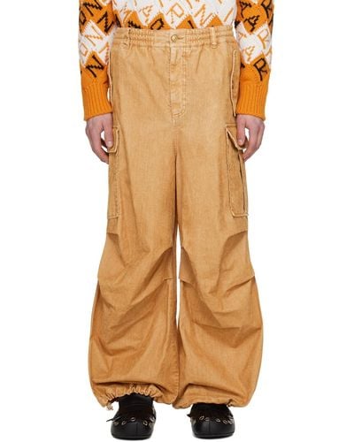 Marni Tan Loose-fit Denim Cargo Trousers - Orange