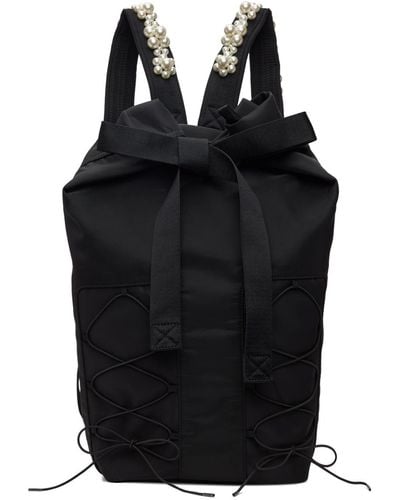 Simone Rocha Black Sporty Lace-up Military Backpack