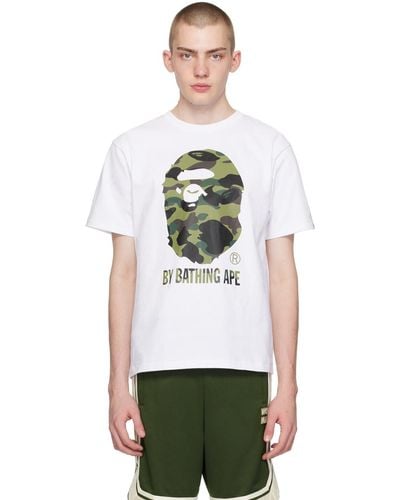 A Bathing Ape White 1st Camo T-shirt - Green