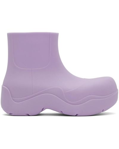 Bottega Veneta Bottes de pluie mauves à semelle puddle - Violet