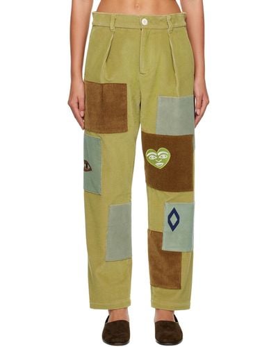The Elder Statesman Patch Trousers - Green