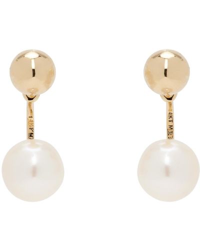 Mateo Ball Pearl Drop Earrings - White