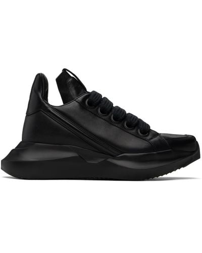 Rick Owens Geth Runner Leather Sneakers - Black