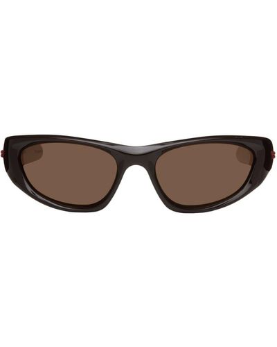 Bottega Veneta Brown Wraparound Sunglasses - Black
