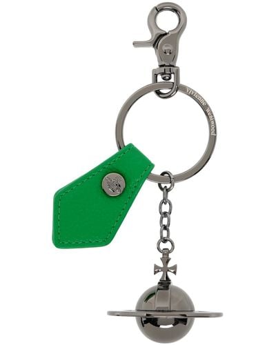 Vivienne Westwood Gunmetal & Green 3d Orb Keychain
