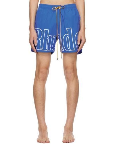 Rhude Printed Swim Shorts - Blue