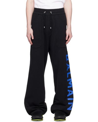 Balmain Pantalon de détente noir à logo imprimé