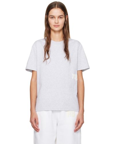 T By Alexander Wang グレー ボンディングロゴ Tシャツ - ホワイト