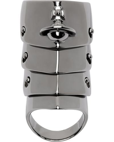 Vivienne Westwood Gunmetal Armour Ring - Grey