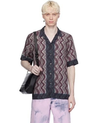 Dries Van Noten Purple Graphic Shirt - Multicolour