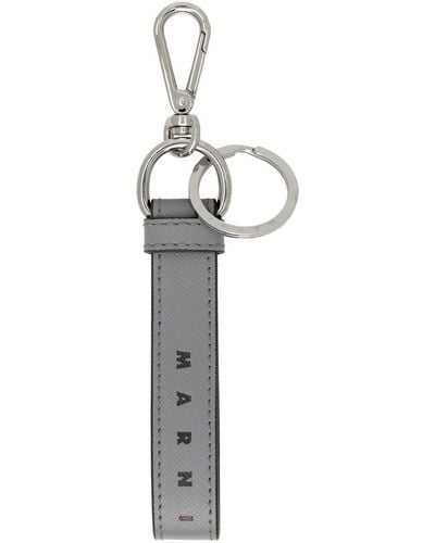 Marni Grey Logo Keychain - Black