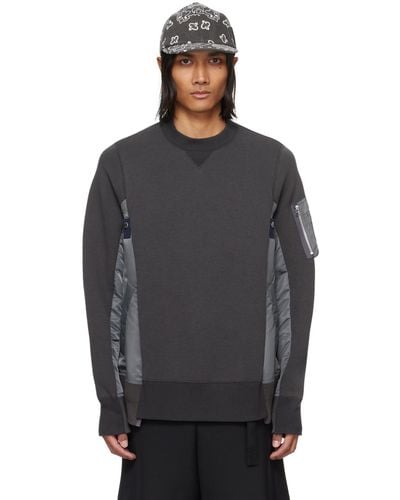 Sacai Grey Panelled Sweatshirt - Black