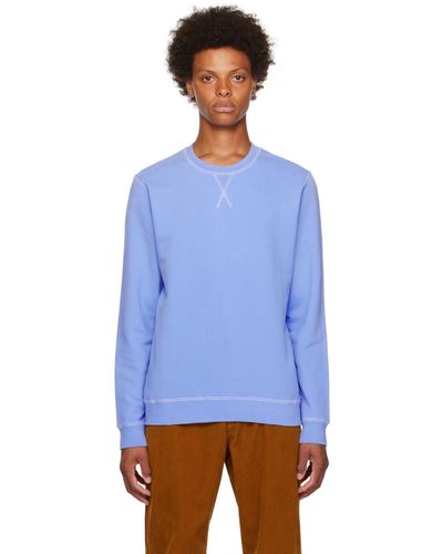 Sunspel Blue V-stitch Sweatshirt