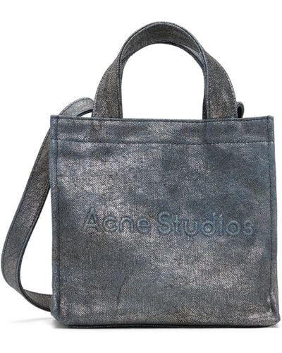 Acne Studios Silver & Blue Logo Mini Shoulder Tote
