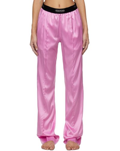 Tom Ford Pantalon de pyjama rose à taille élastique