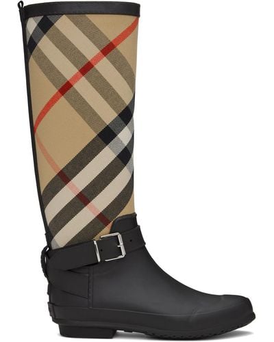 Burberry Strap Detail House Check And Rubber Rain Boots - Multicolor