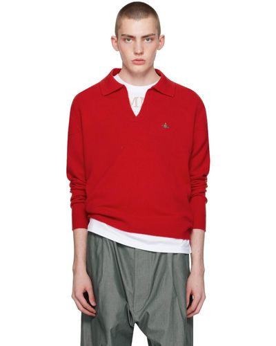 Vivienne Westwood Polo rouge en tricot côtelé