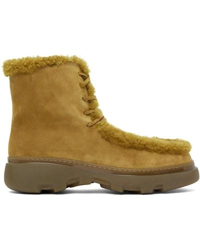 Burberry Yellow Shearling Creeper Boots