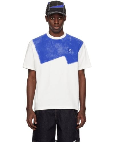 Adererror Significantコレクション ホワイト&ブルー プリントtシャツ