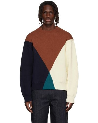 Jil Sander Brown Cotton Sweater - Multicolour