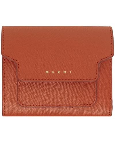 Marni Orange Saffiano Leather Wallet