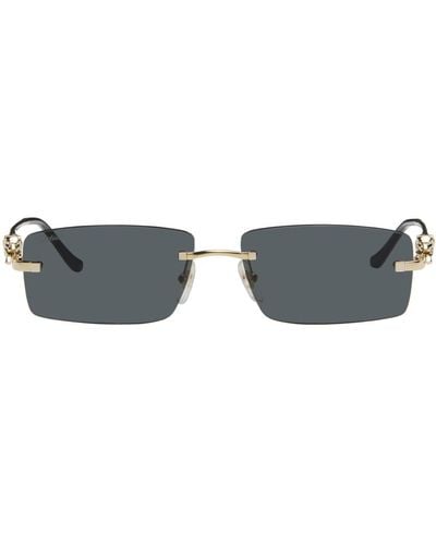 Cartier Gold & Grey Panthère De Sunglasses - Black