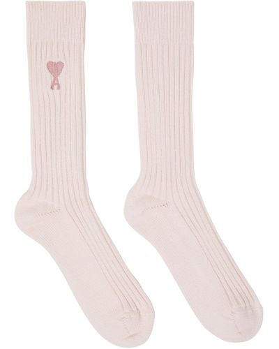 Ami Paris Pink Ami De Cœur Socks