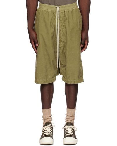 Rick Owens Khaki Pods Shorts - Green