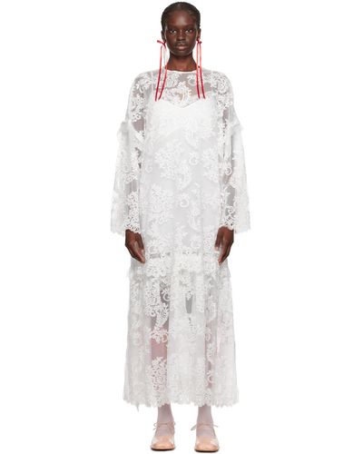 Simone Rocha White Oversized Maxi Dress - Black