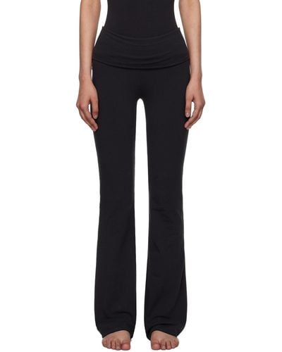 Skims Cotton Jersey Foldover Lounge Trousers - Black