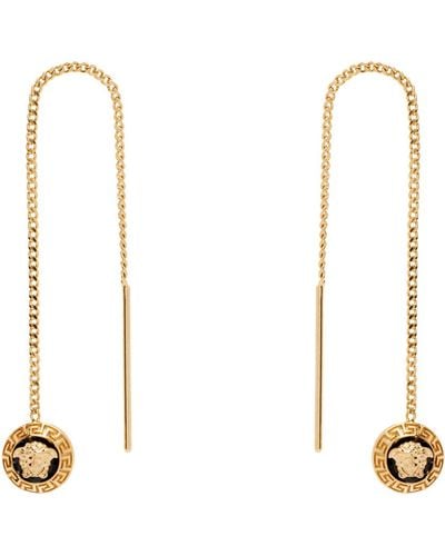 Versace Gold Metal Enamel Earrings - White