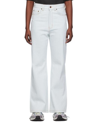 we11done Blue Straight Jeans - White