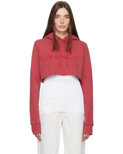 Givenchy Pull à capuche écourté rouge