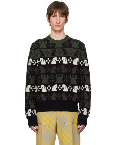 Burberry Green & Black Jacquard Sweater