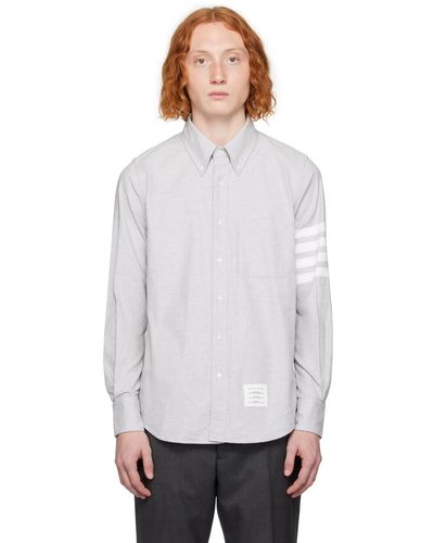 Thom Browne Thom e chemise grise à quatre rayures - Blanc