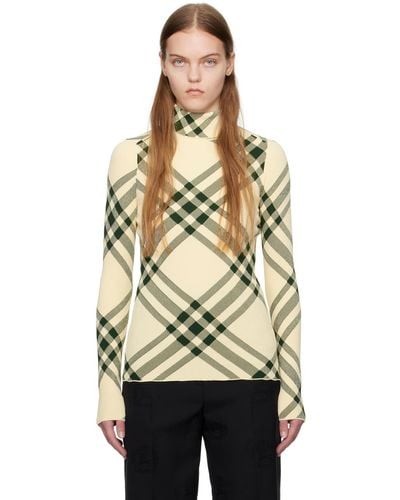 Burberry Check Turtleneck - Natural