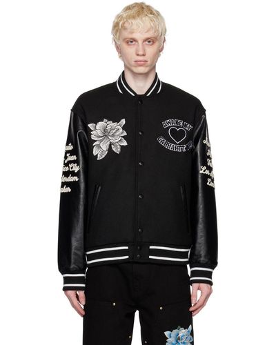 Awake NY Blue Corazón Varsity Bomber Jacket