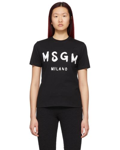 MSGM T-shirt noir à logo à effet peint