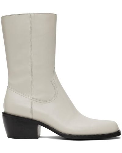 Dries Van Noten Off-white Zip Boots - Gray