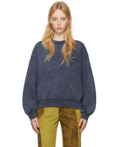 ANDERSSON BELL Heart Overdyed Sweatshirt - Blue