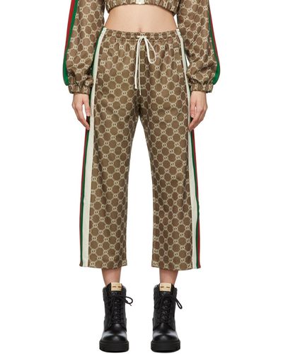 Gucci Pantalon de survêtement kaki à g croisés - Multicolore