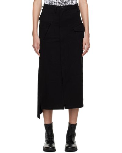 Y's Yohji Yamamoto Sundried Washer Maxi Skirt - Black