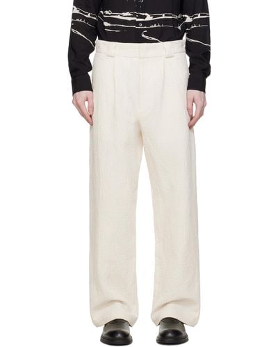 Emporio Armani Off-white Pleated Trousers - Black