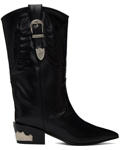 Toga Topstitch Cowboy Boots - Black