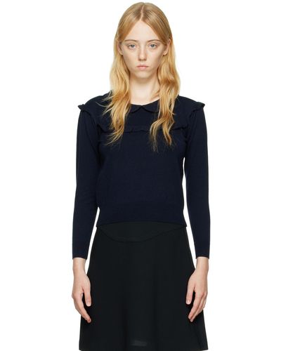 See By Chloé Navy Ruffle Sweater - Black