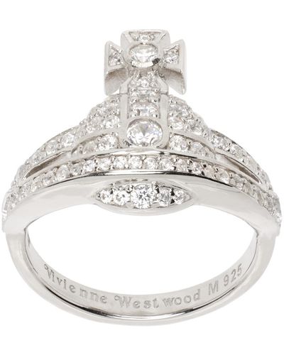 Vivienne Westwood Mini bague argentée à orbe - Métallisé