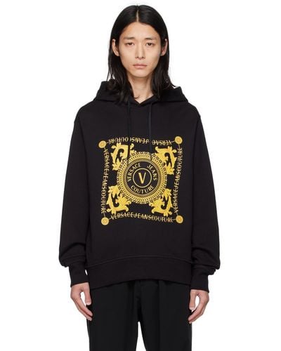 Versace Jeans Couture レターvエンブレム フーディ - ブラック