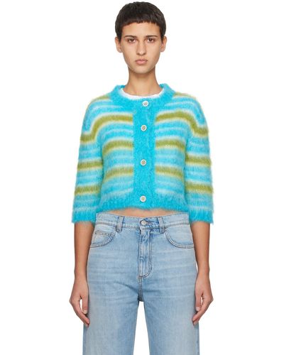 Marni Blue Striped Cardigan